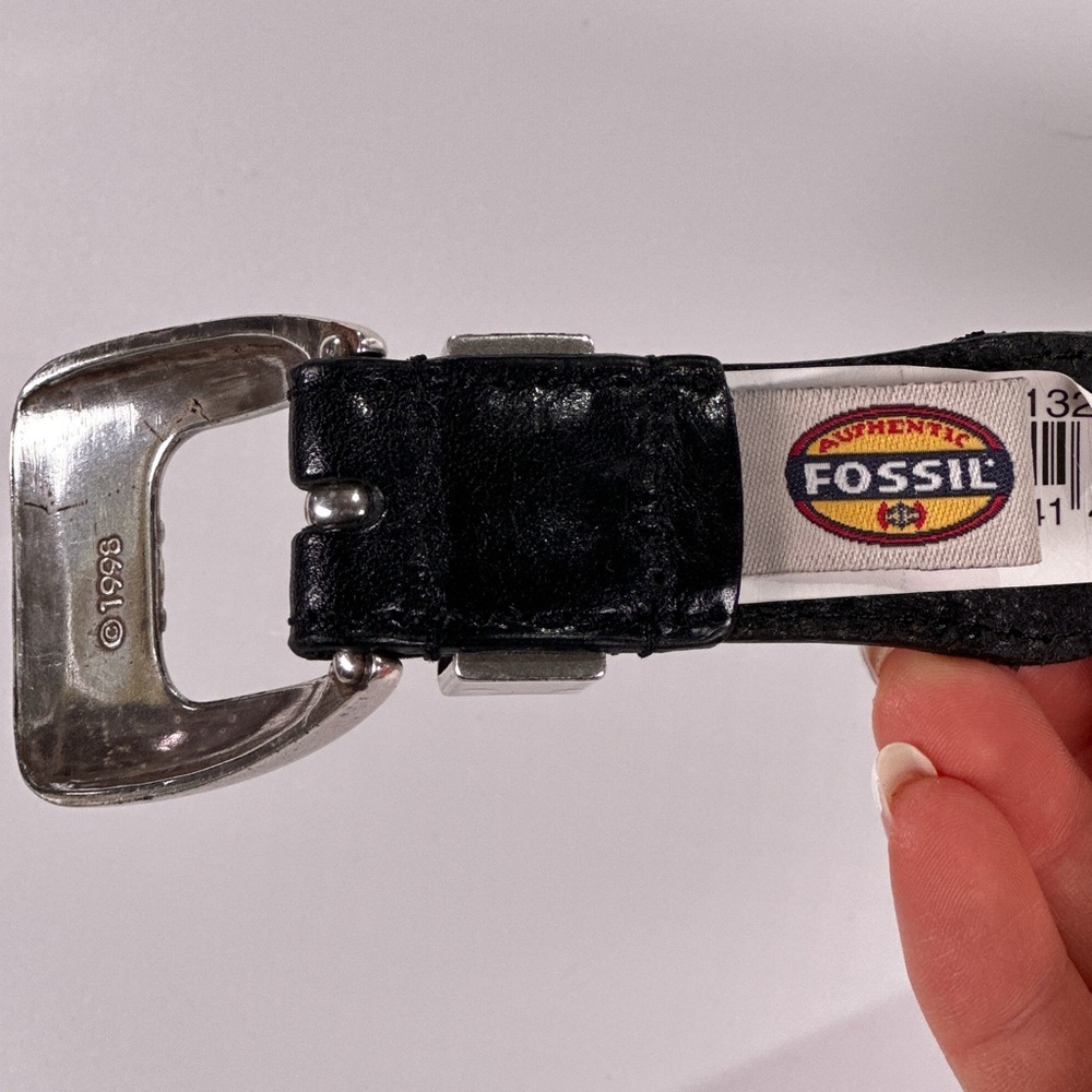 Fossil Mens 1998 Palmer Leather Belt Black Vintage Size L - Picture 4 of 8
